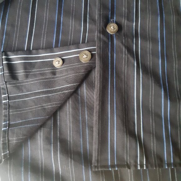 Banana Republic SZ 15.5 French Cuff Cotton Men's Black Striped Button Up Shirt - Picture 8 of 16
